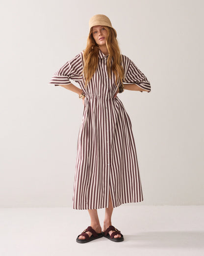 Summum - Striped Shirt Dress - Fig Stripe