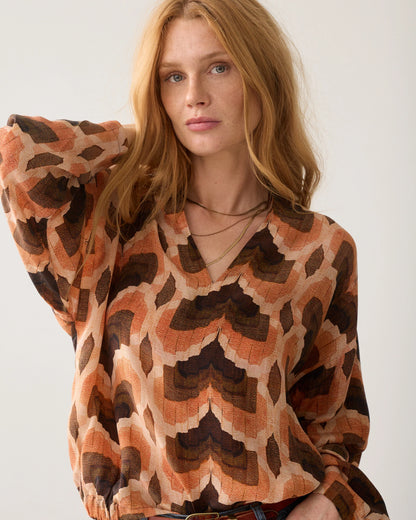 Summum - Top V Neck Geometric Print - Multicolour