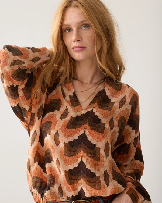 Summum - Top V Neck Geometric Print - Multicolour