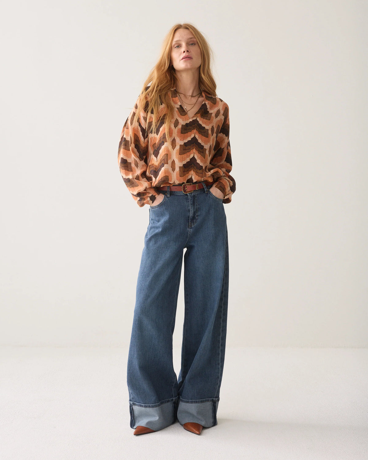 Summum - Top V Neck Geometric Print - Multicolour
