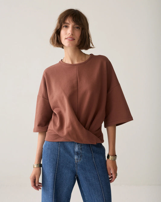 Summum - Wrap Kimono Sweatshirt - Toffee