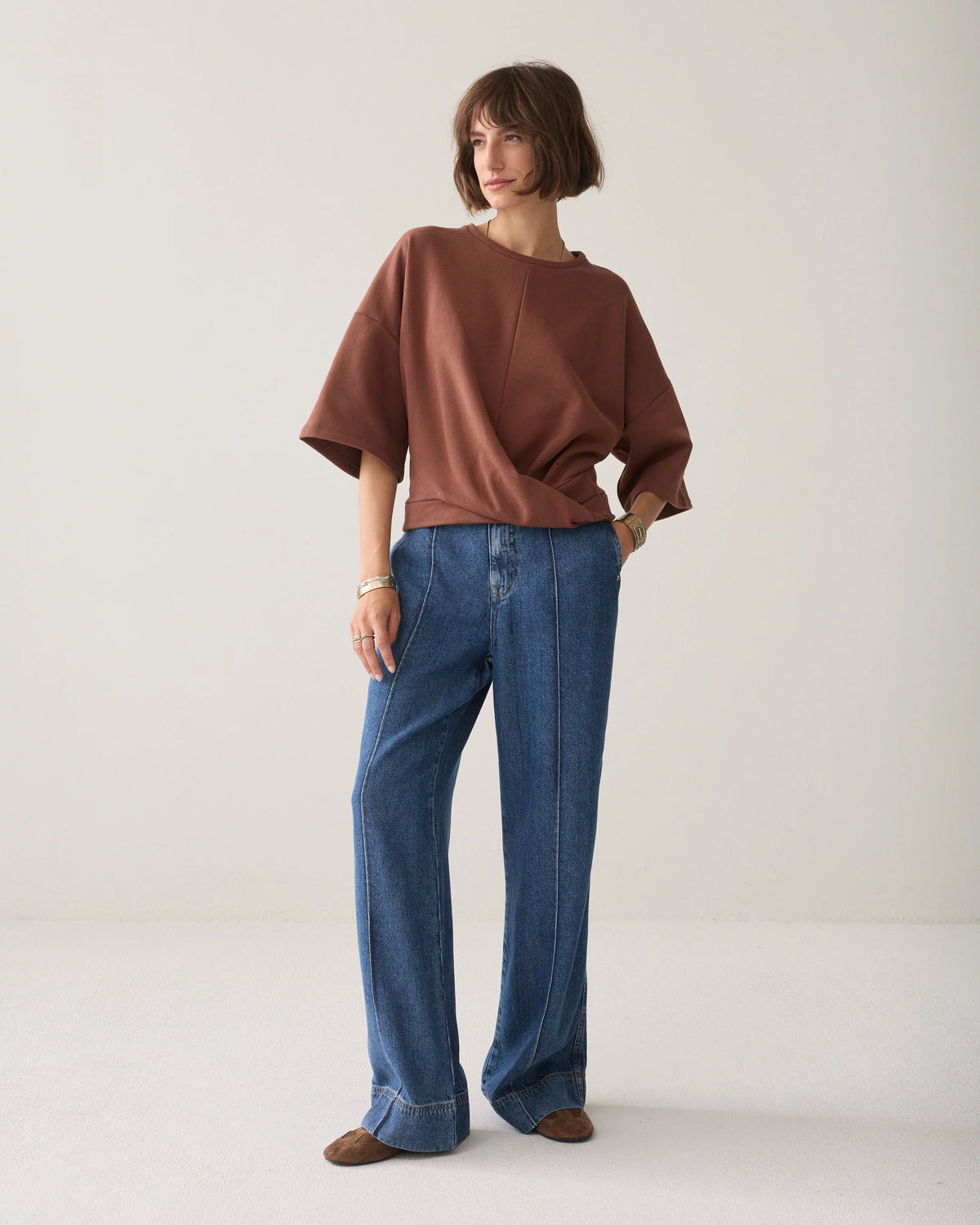 Summum - Wrap Kimono Sweatshirt - Toffee