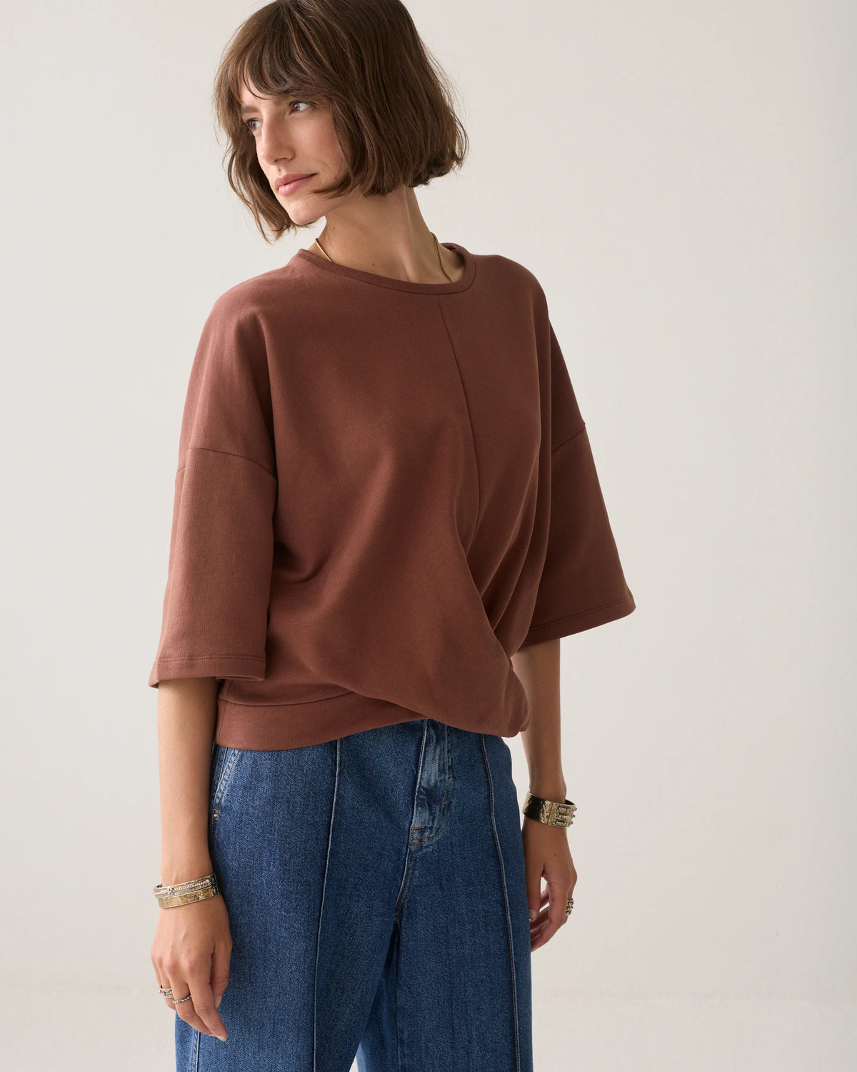 Summum - Wrap Kimono Sweatshirt - Toffee