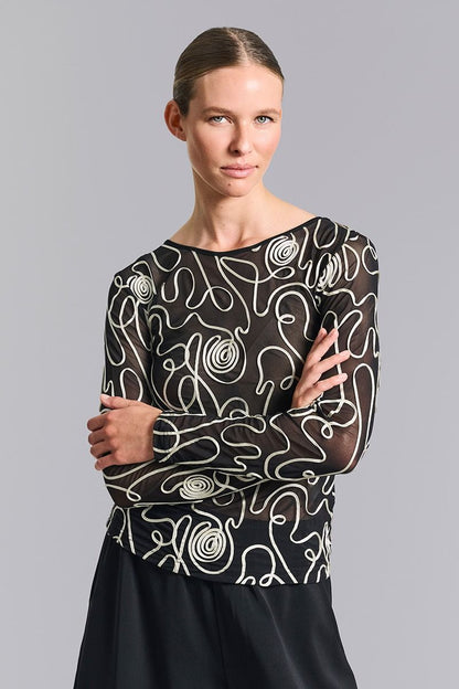 Twirl mesh mesh t-shirt