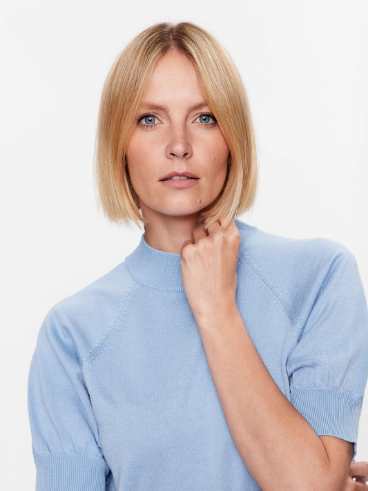 Bruuns Bazaar - Knit Short Sleeve Top - Light Blue