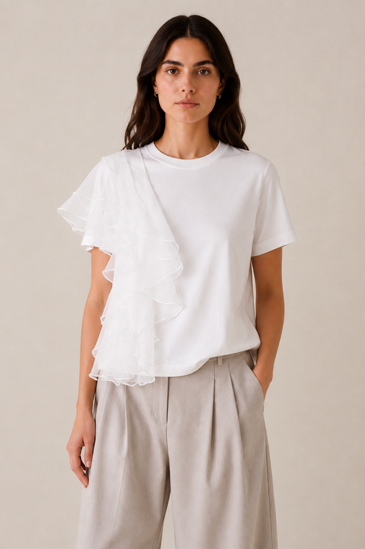 Bitte-Kai-Rand-ruffle-detail-tee-white-model-front-view