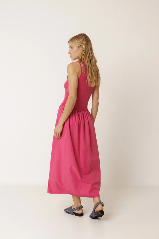 Indi & Cold - Combination Poplin Dress - Fresa