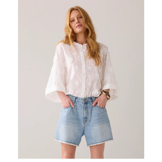 Summum - Blouse 3d Flower Blouses - White