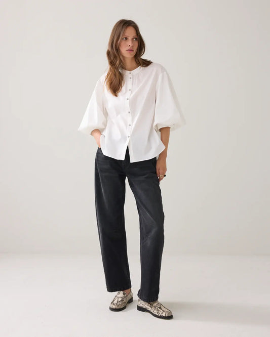 Summum - Cotton Stretch Blouse - Soft White