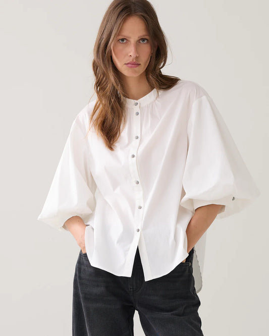 Summum - Cotton Stretch Blouse - Soft White