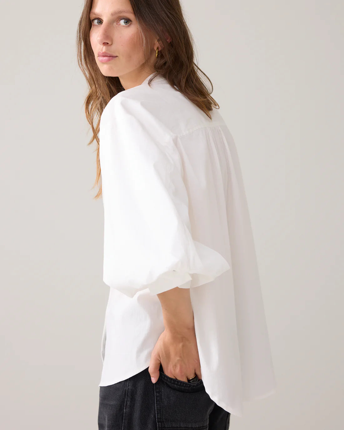 Summum - Cotton Stretch Blouse - Soft White