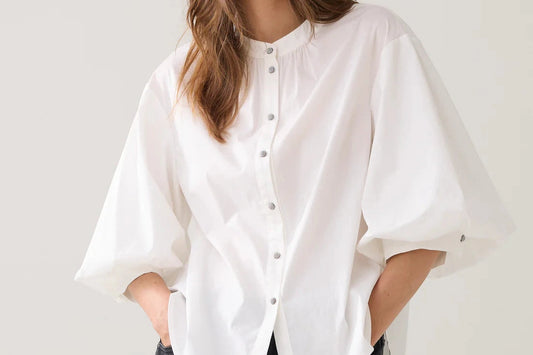 Summum - Cotton Stretch Blouse - Soft White