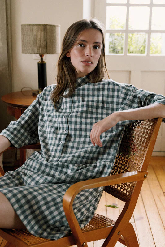 Indi&Cold - Vichy Checkered Dress - Black & Cream