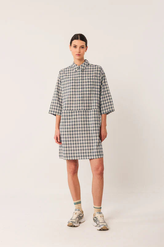 Indi&Cold - Vichy Checkered Dress - Black & Cream