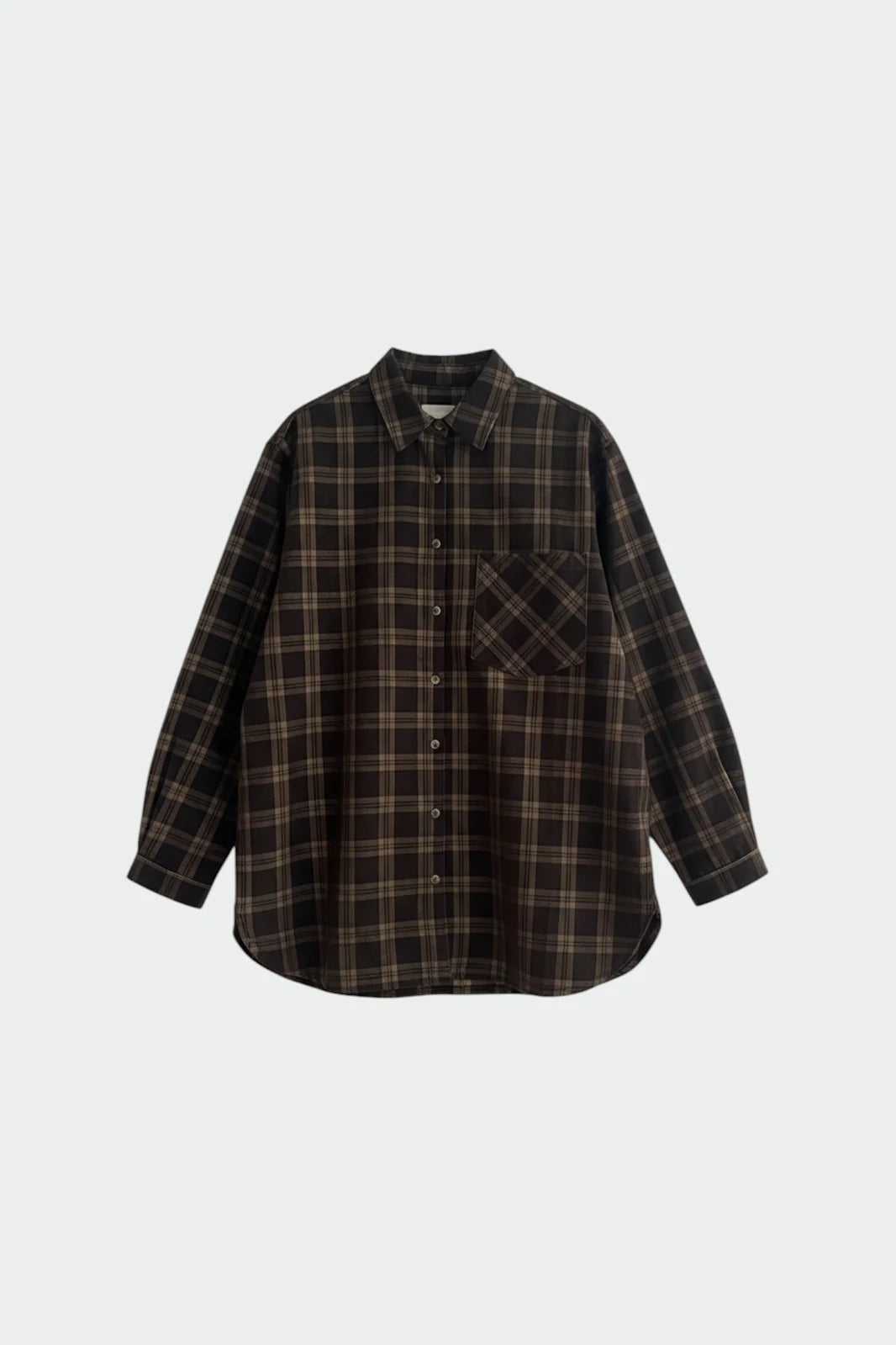 Indi & Cold - Oversize Checkered Micro-Corduroy Shirt, Chocolate