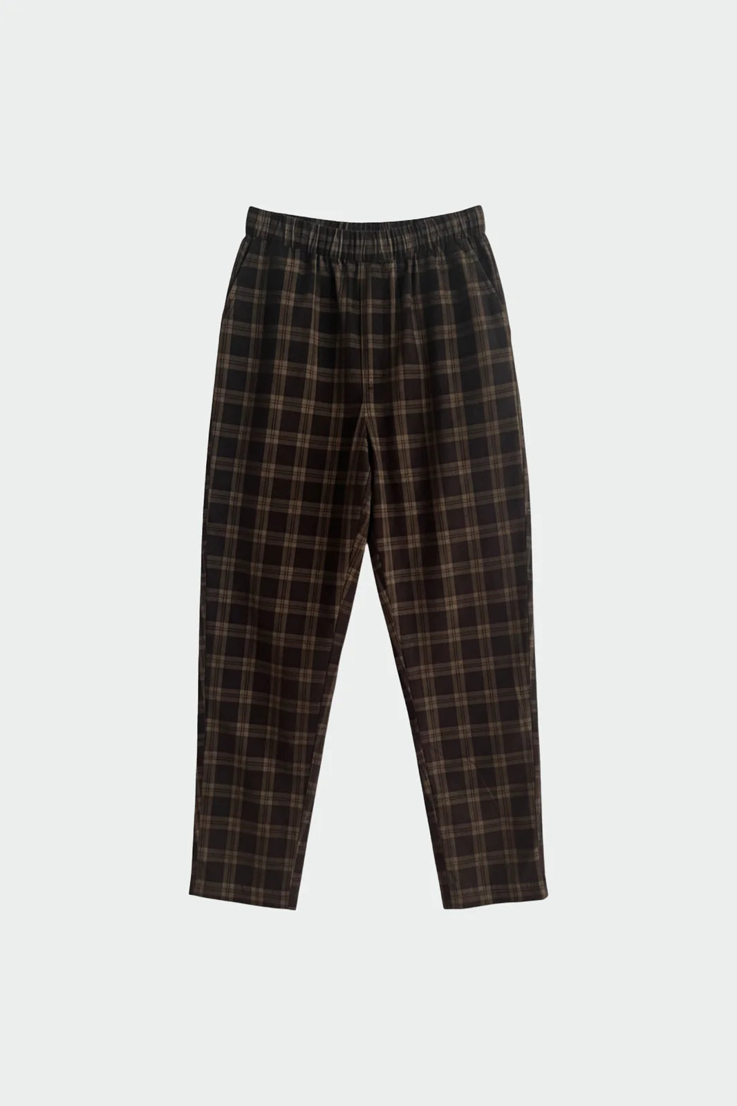 Indi & Cold - Elastic Micro-Corduroy Checkered Pants - Chocolate