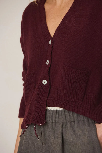 Indi & Cold - Short Cardigan with Cashmere - Berry