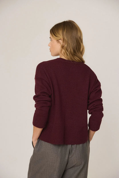 Indi & Cold - Short Cardigan with Cashmere - Berry