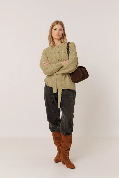 Indi & Cold - Cardigan with Belt - Verde