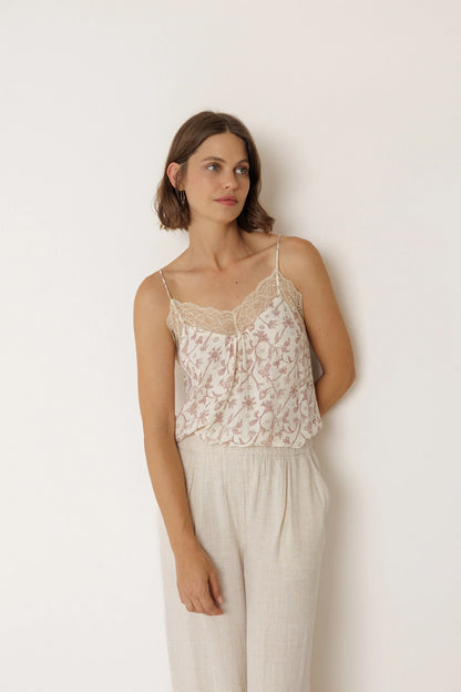 Indi & Cold - Lace Lingerie Top - Paisley Print