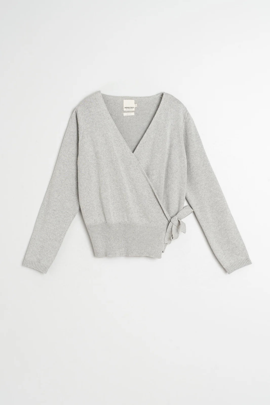 Indi & Cold - Crossover Knit Cardigan - Light Grey